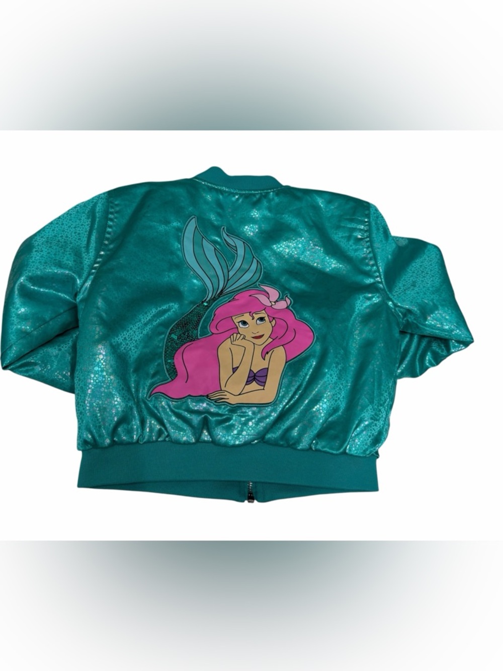 Disney‎ Store Girl Princess Ariel Mermaid Jacket Full Zip Green Size 7-8